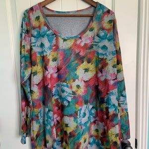 LuLaRoe Lynnae Long Sleeve Tee Watercolor Floral